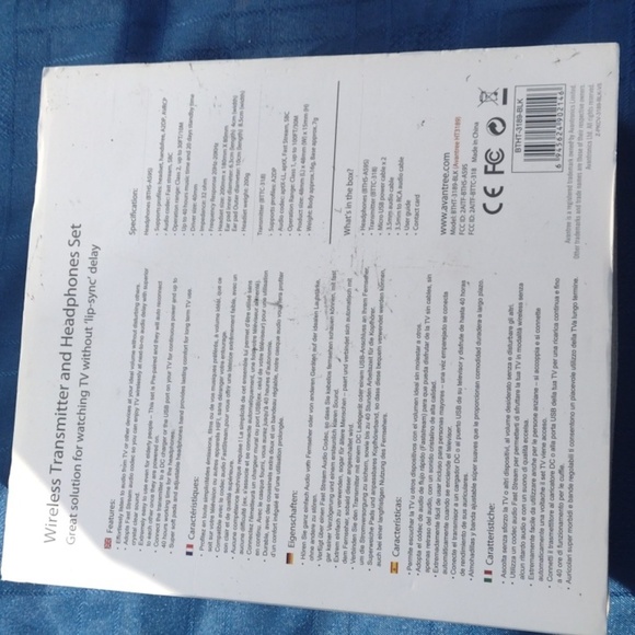 Avantree Wireless Transmitter and Headphones Set - Black NWT - Picture 2 of 3
